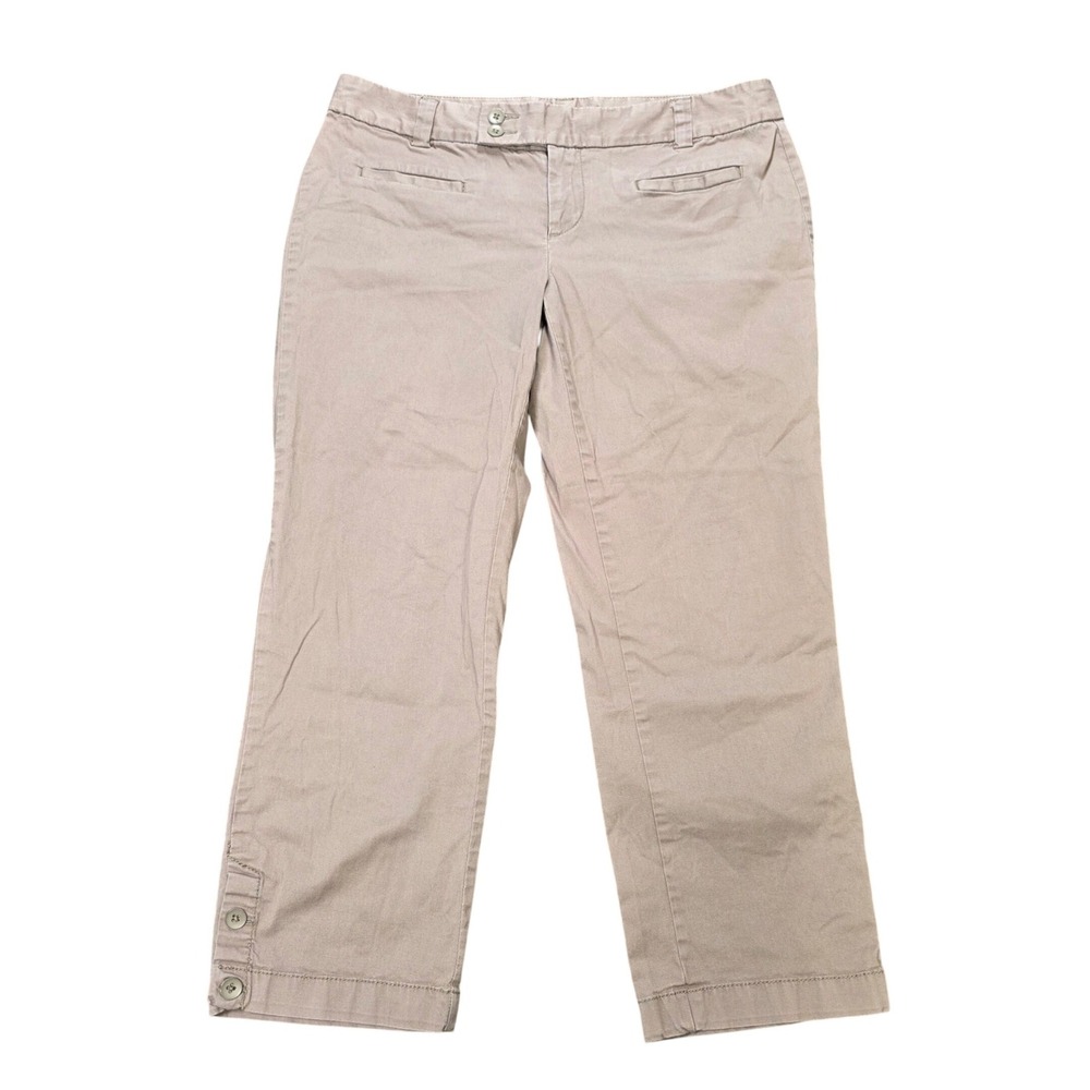 Ann Taylor LOFT Marisa Chino Pants Women's Size 4 Tan Khaki Cropped Hem Stretch